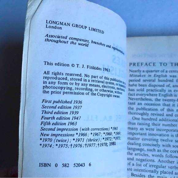 Vintage Book COMMON MISTAKES IN ENGLISH 1981 5th Edition by T. J. FITIKIDES - Picture 7 of 16